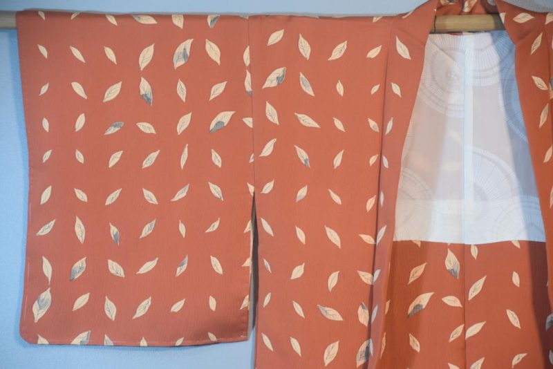 Drifting Autumn Leaves Vintage Japanese Silk Haori Jacket - Image 6