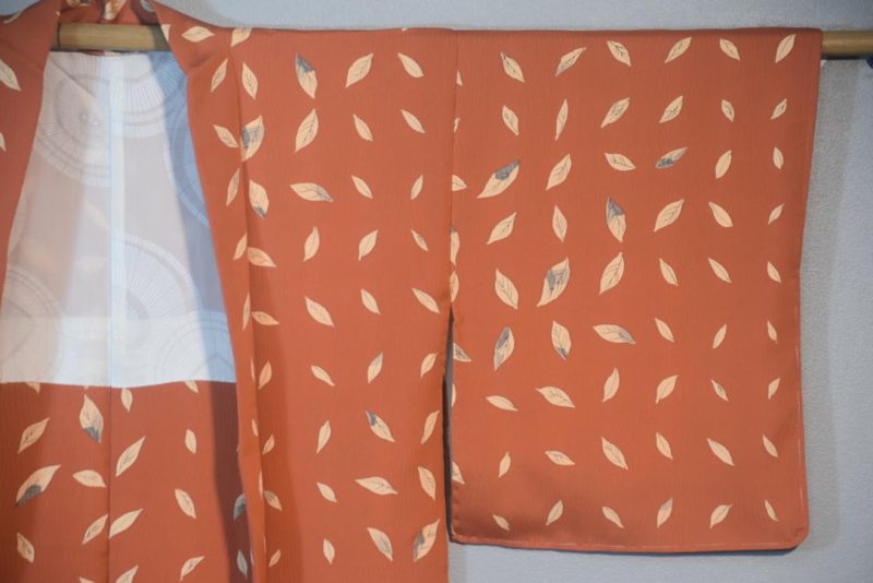 Drifting Autumn Leaves Vintage Japanese Silk Haori Jacket - Image 7