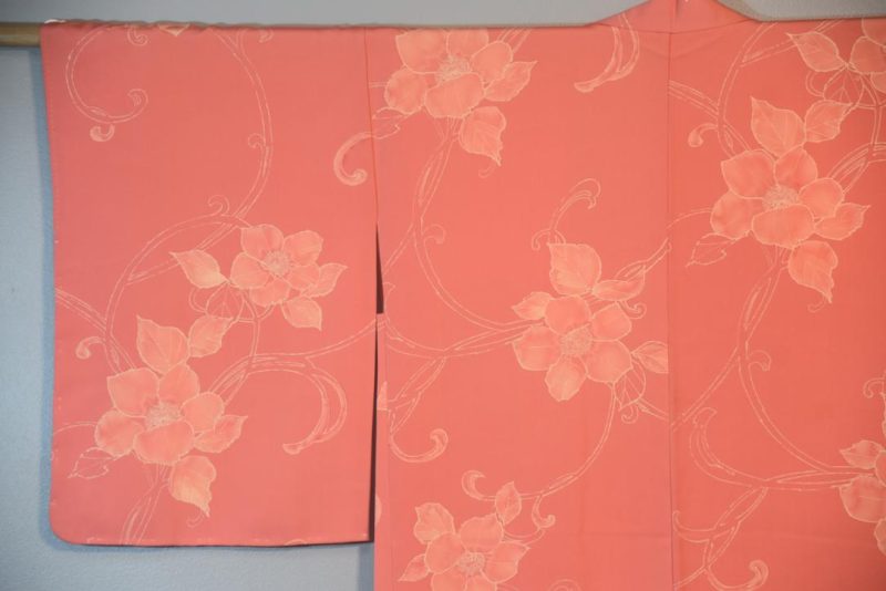 Flowering vines soft pinks Silk Vintage Haori Jacket - Image 8