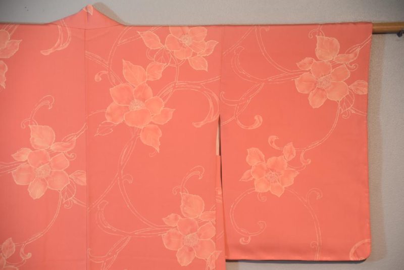 Flowering vines soft pinks Silk Vintage Haori Jacket - Image 9