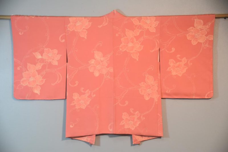 Flowering vines soft pinks Silk Vintage Haori Jacket - Image 4