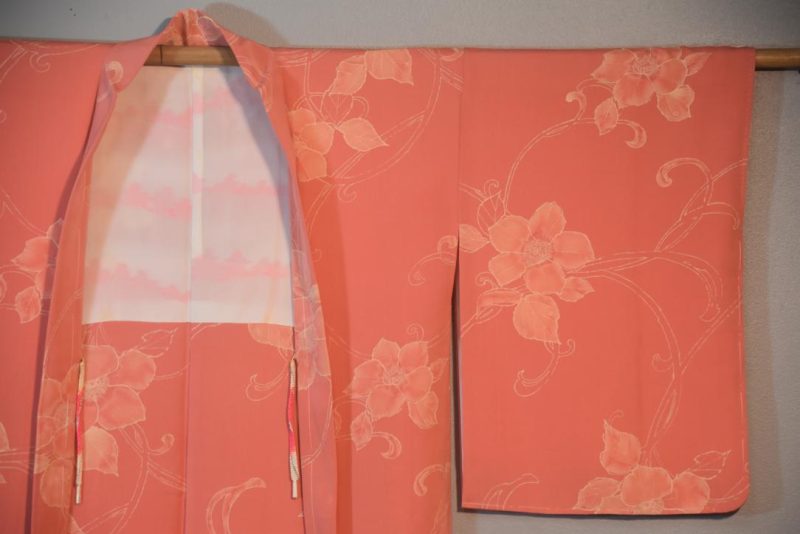 Flowering vines soft pinks Silk Vintage Haori Jacket - Image 6