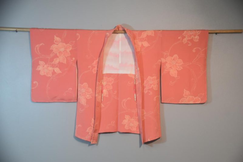 Flowering vines soft pinks Silk Vintage Haori Jacket