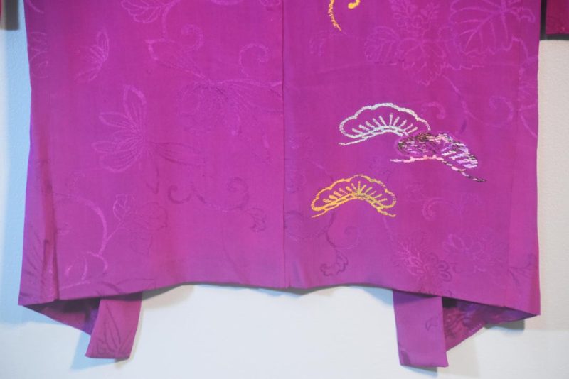 Magenta Silk Jacquard Vintage Haori Jacket - Image 14
