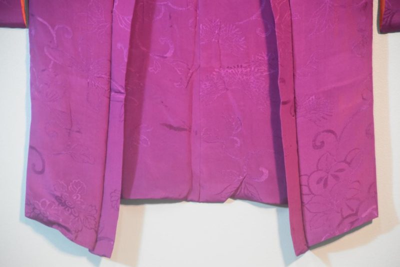 Magenta Silk Jacquard Vintage Haori Jacket - Image 8