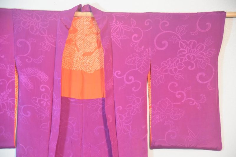 Magenta Silk Jacquard Vintage Haori Jacket - Image 7