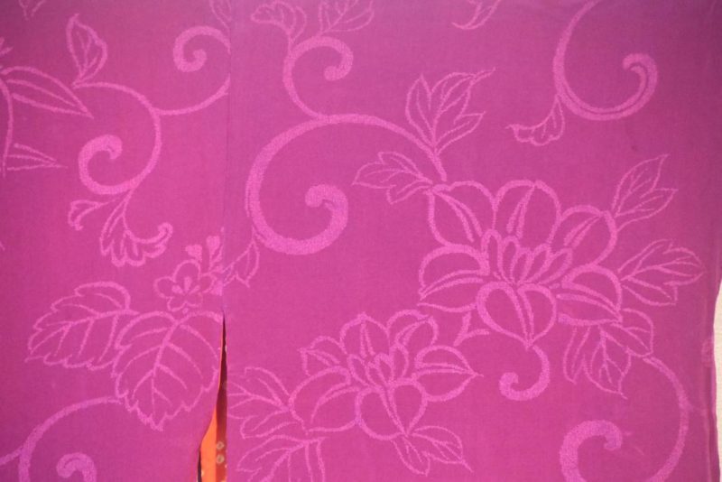 Magenta Silk Jacquard Vintage Haori Jacket - Image 2
