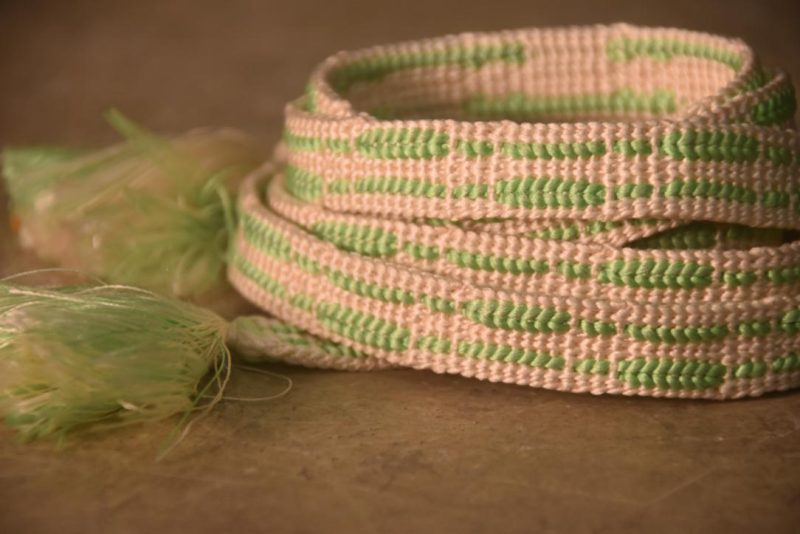 Green & White Japanese Obi Cord Length:1400mm - Image 2