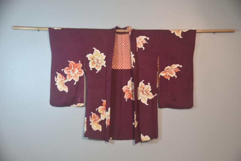 Oriental Lily Silk Vintage Haori Jacket