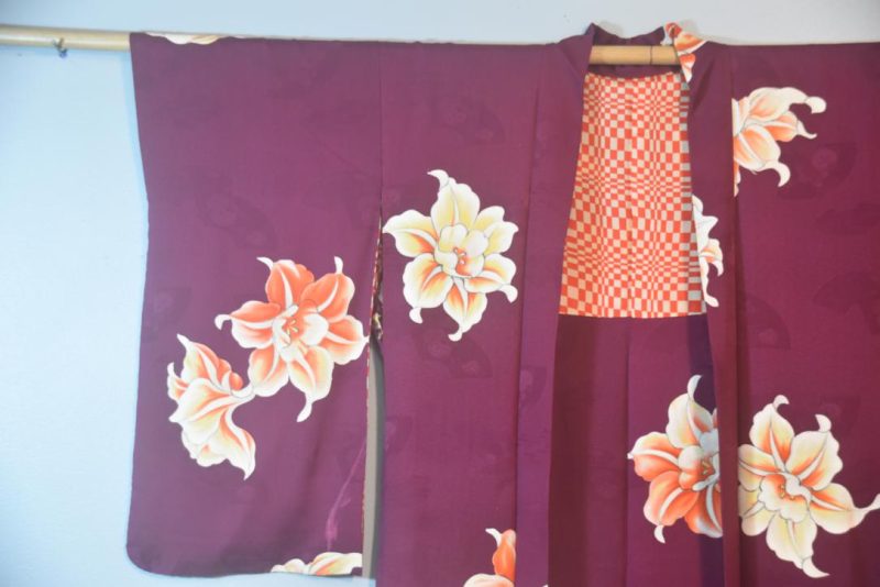 Oriental Lily Silk Vintage Haori Jacket - Image 3