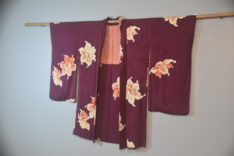 Oriental Lily Silk Vintage Haori Jacket - Image 4