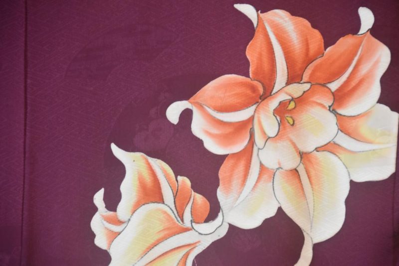 Oriental Lily Silk Vintage Haori Jacket - Image 2