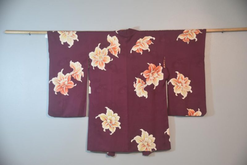 Oriental Lily Silk Vintage Haori Jacket - Image 5