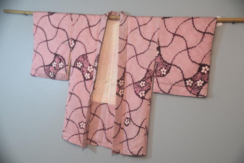 Dark Pink Vintage Japanese Silk Haori Jacket - Image 5