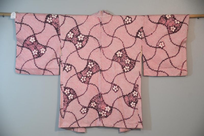 Dark Pink Vintage Japanese Silk Haori Jacket - Image 3
