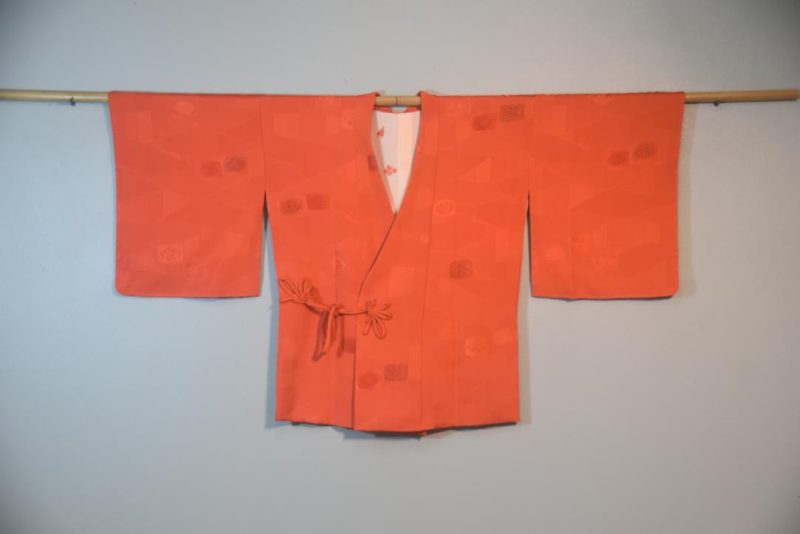 Orange Cross Over Vintage Japanese Silk Haori Jacket