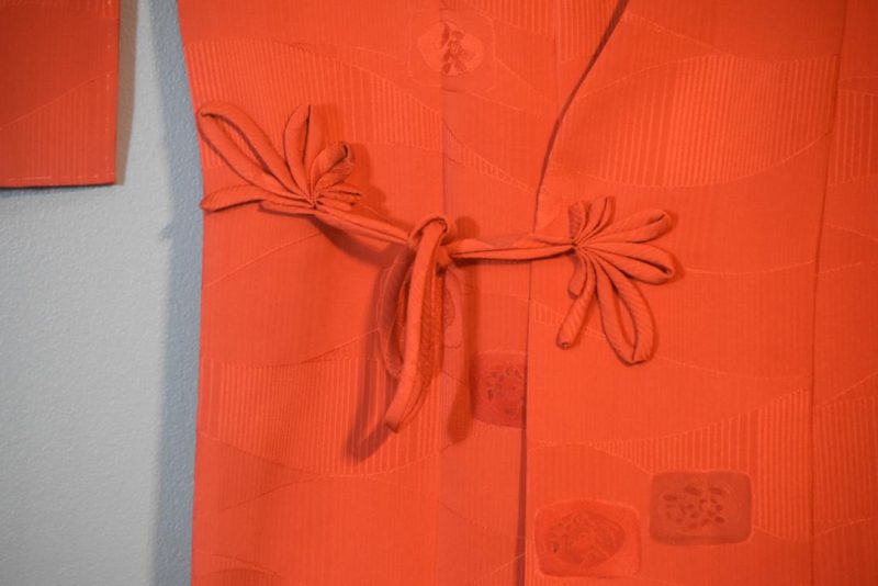 Orange Cross Over Vintage Japanese Silk Haori Jacket - Image 2