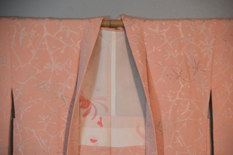Pink Silver Vintage Japanese Silk Haori Jacket - Image 4