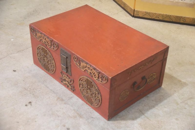 Chinese Red Leather Trunk Width:750mm - Image 9