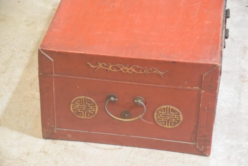 Chinese Red Leather Trunk Width:750mm - Image 6