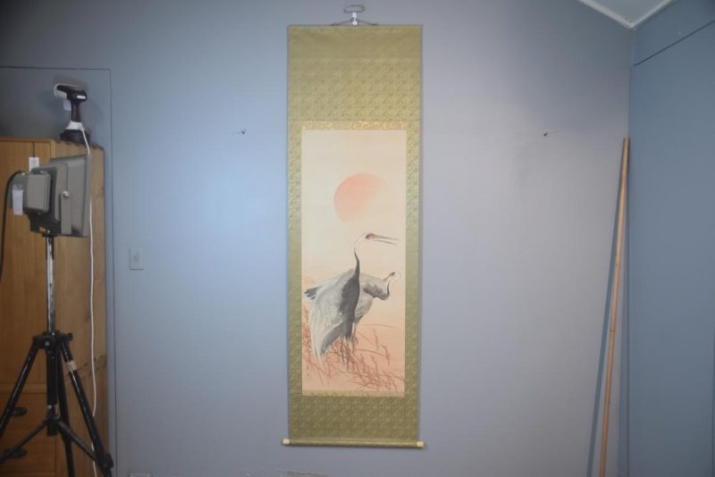 Japanese Cranes and Rising Sun Scroll Height:2040mm - Image 10