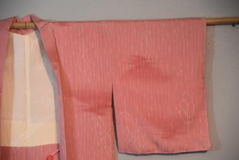 Pink Leaves Vintage Japanese Haori Jacket - Image 7