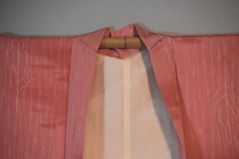Pink Leaves Vintage Japanese Haori Jacket - Image 6