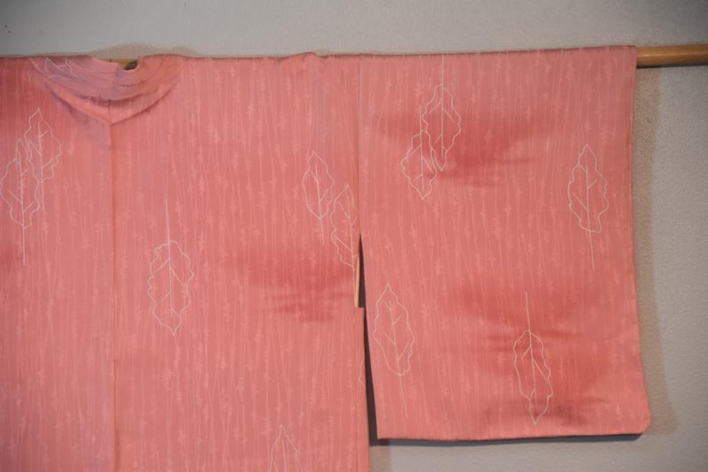 Pink Leaves Vintage Japanese Haori Jacket - Image 4