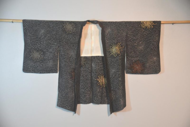 Chrysanthemum Skyrockets Metallic Thread Vintage Japanese Silk Haori Jacket