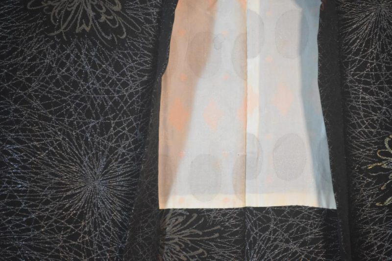 Chrysanthemum Skyrockets Metallic Thread Vintage Japanese Silk Haori Jacket - Image 6