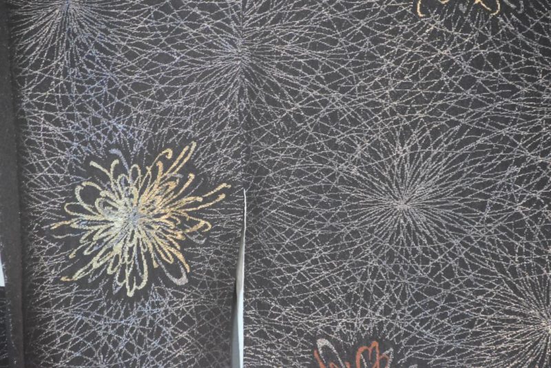 Chrysanthemum Skyrockets Metallic Thread Vintage Japanese Silk Haori Jacket - Image 11