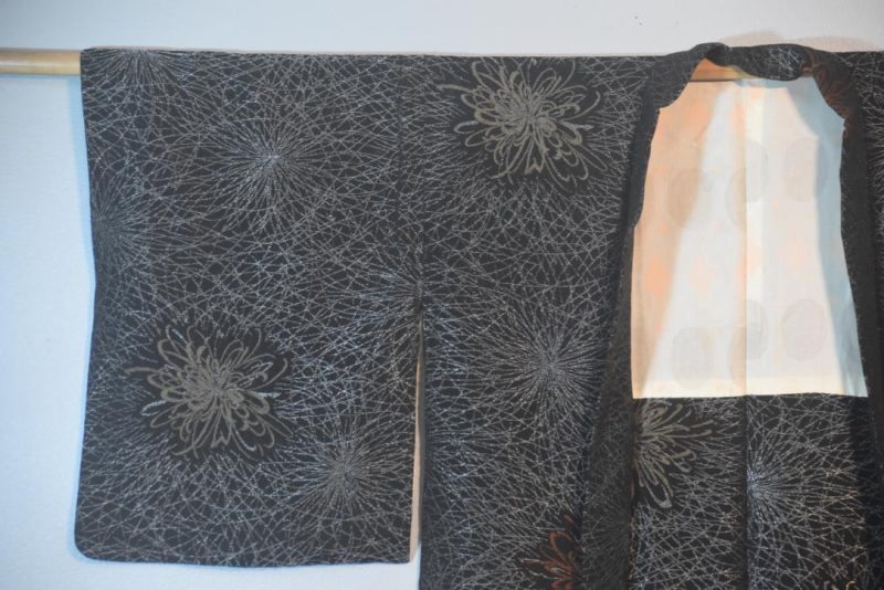 Chrysanthemum Skyrockets Metallic Thread Vintage Japanese Silk Haori Jacket - Image 4