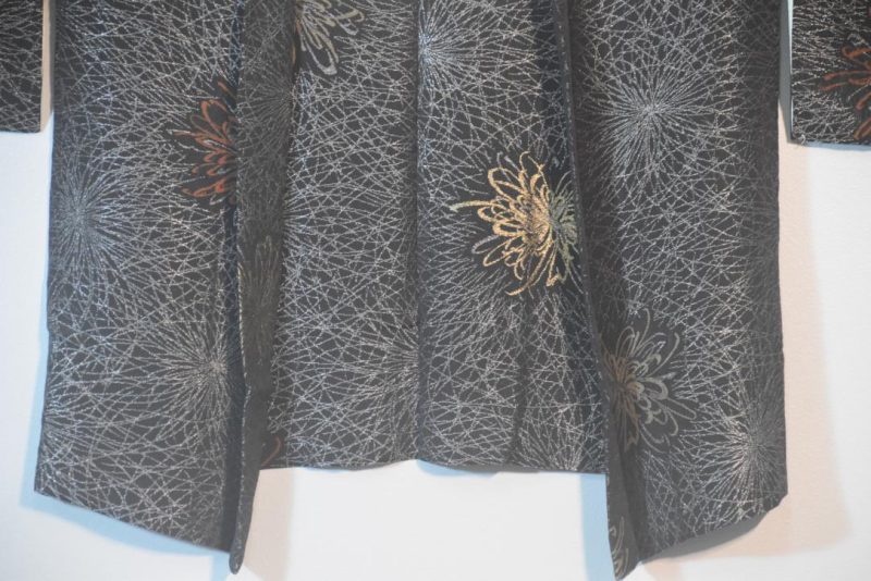 Chrysanthemum Skyrockets Metallic Thread Vintage Japanese Silk Haori Jacket - Image 10