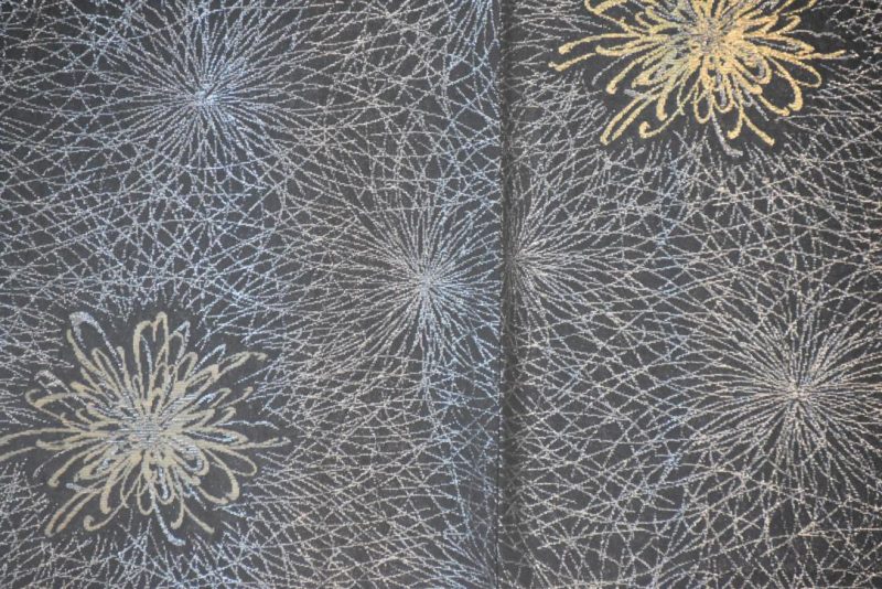 Chrysanthemum Skyrockets Metallic Thread Vintage Japanese Silk Haori Jacket - Image 7