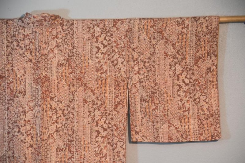 Warm Earth Silk Kimono from Japan - Image 3