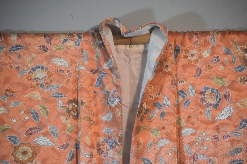 Peach Sheen Silk Kimono from Japan - Image 3