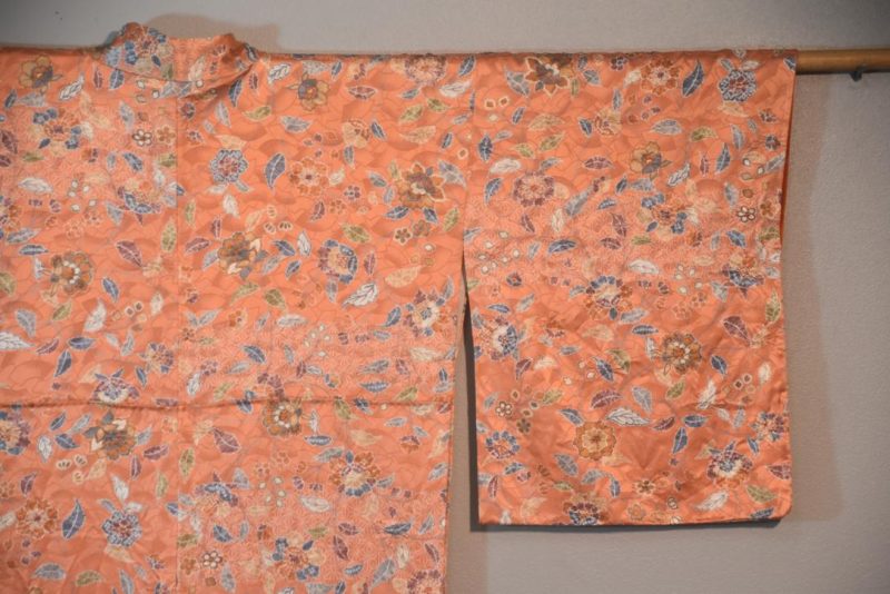 Peach Sheen Silk Kimono from Japan - Image 4