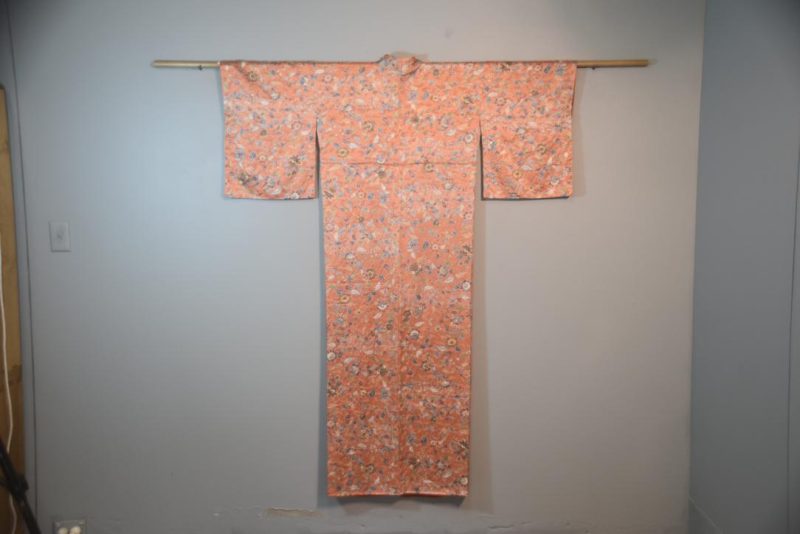 Peach Sheen Silk Kimono from Japan