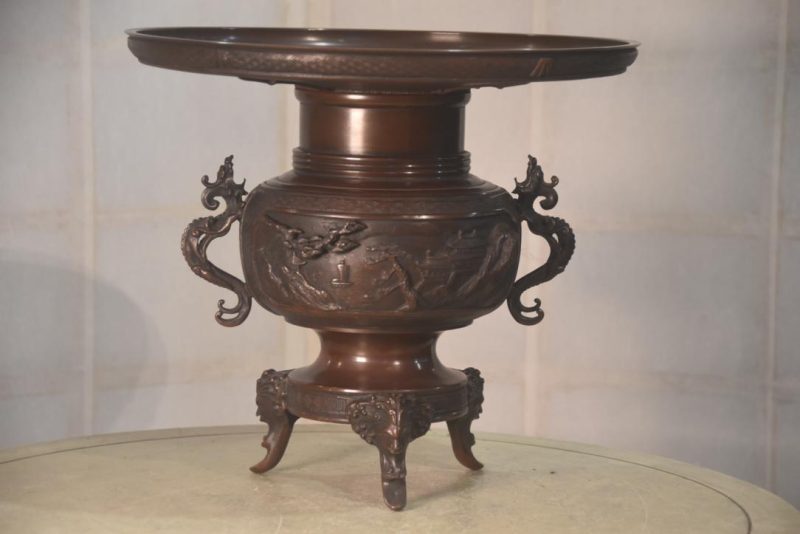 Japanese Bronze Usubata Vase Width:333mm