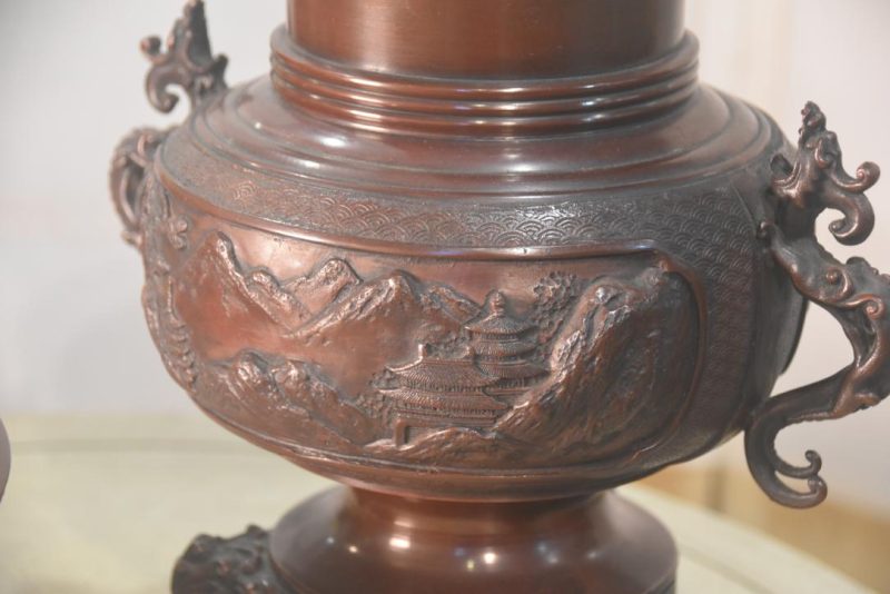 Japanese Bronze Usubata Vase Width:333mm - Image 4