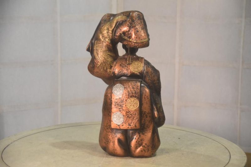 Japanese Okimono of a Bronze Noh Player Width:164mm - Image 4