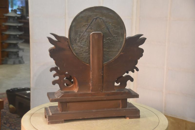 Japanese Bronze Silver Mirror on a Stand Height:420mm - Image 9