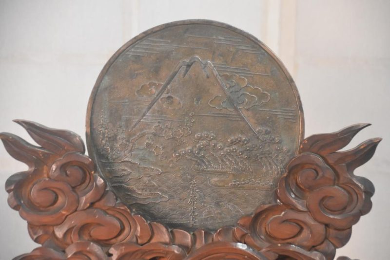 Japanese Bronze Silver Mirror on a Stand Height:420mm - Image 3