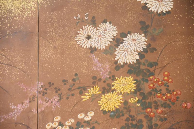 Edo Period 2 Panel Chrysanthemum Screen Width:1730mm - Image 2