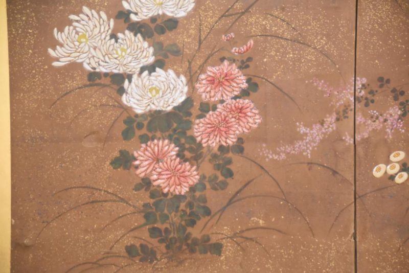 Edo Period 2 Panel Chrysanthemum Screen Width:1730mm - Image 7