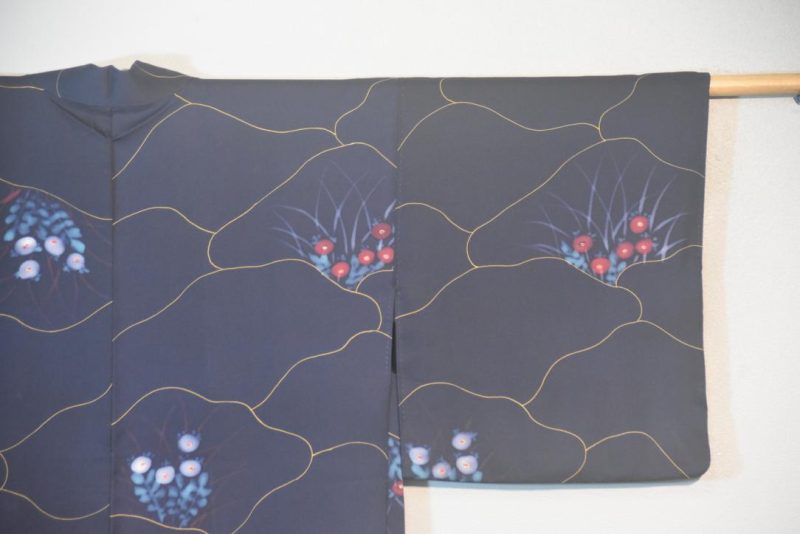 Blue Net Vintage Japanese Silk Haori Jacket - Image 3