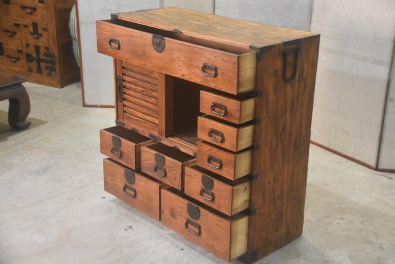 Elm Wood Choba Dansu Merchant Chest Width:950mm - Image 5
