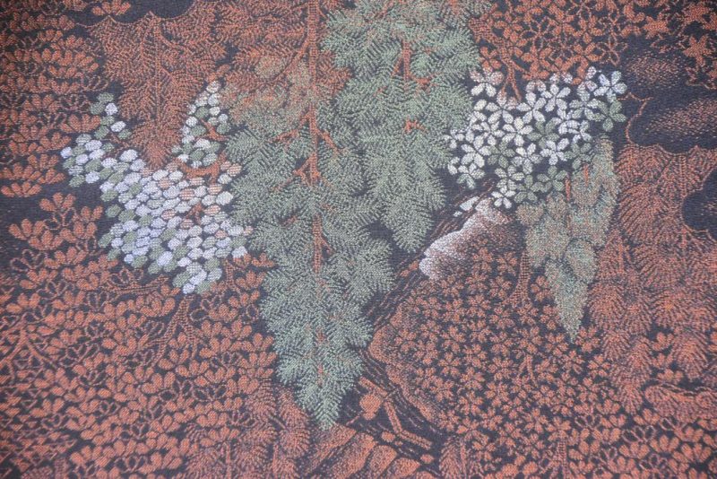 Black & Rust Metallic Thread Silk Haori Jacket - Image 6