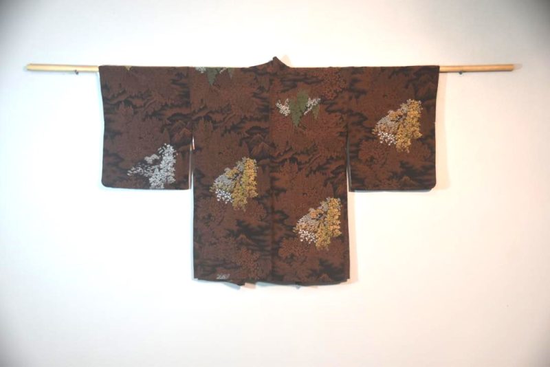 Black & Rust Metallic Thread Silk Haori Jacket