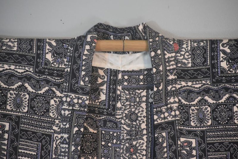 Grecian Blue Vintage Japanese Silk Haori Jacket - Image 4